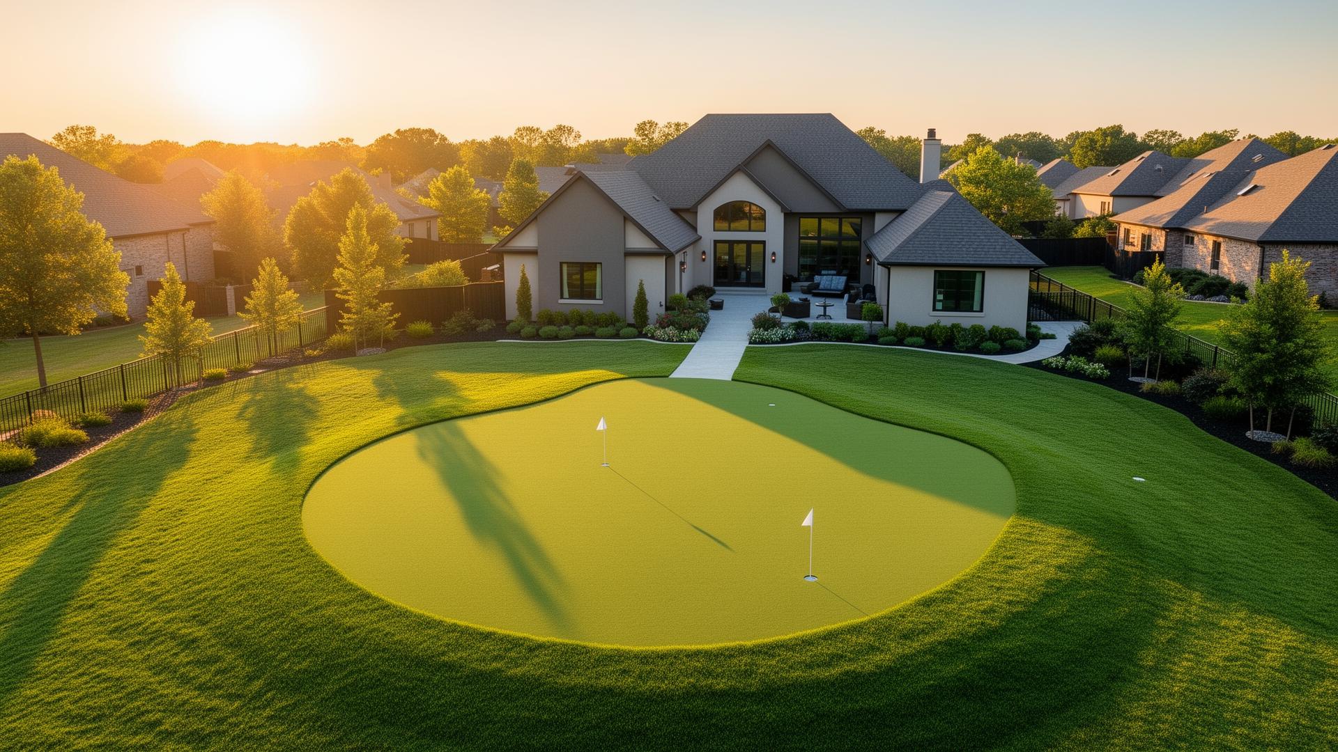 Beautiful backyard putting green installation in Tulsa, Oklahoma